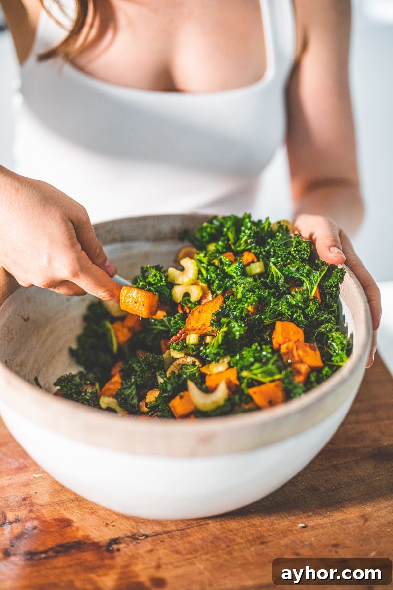 Mixing the Sweet Potato & Fig Salad - Georgie Eats