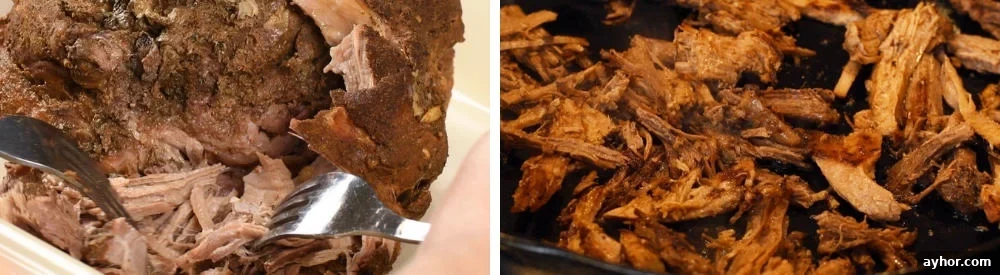 pulling pork butt and crisping it up in a cast iron skillet