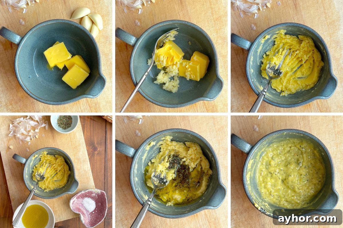 Quick Garlic Toast Recipe for Crispy, Flavorful Slices 5 A collage of images showing how to make garlic butter for garlic toast.