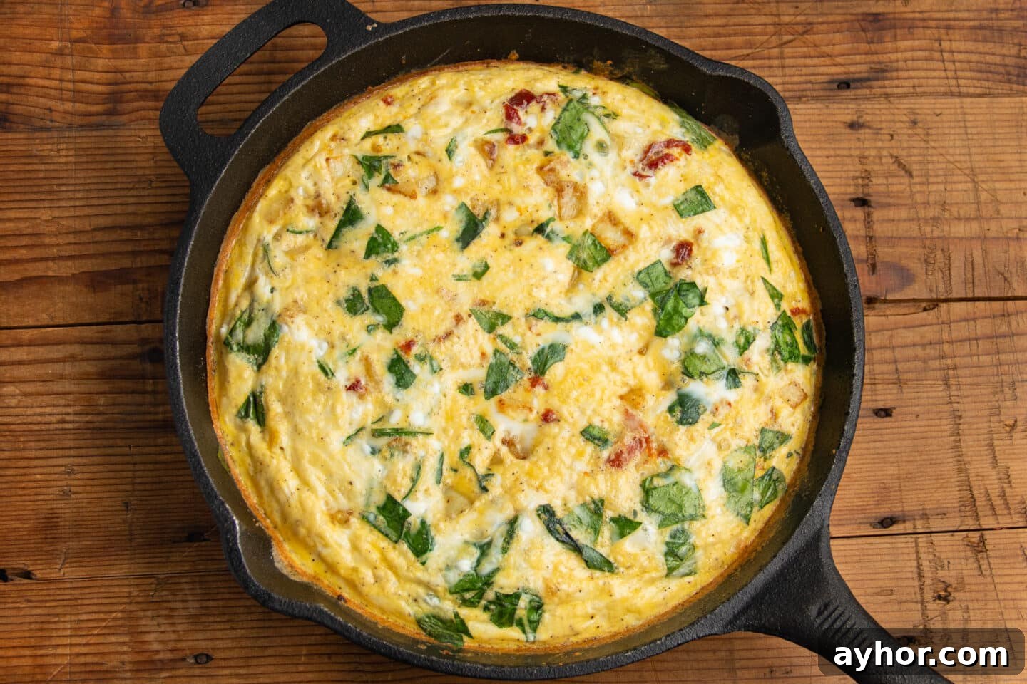 Sun-Dried Tomato and Cottage Cheese Frittata Recipe 12 This is a picture of the skillet right out of the oven.