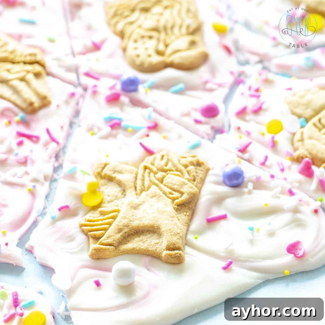 Gluten-Free Unicorn Magic Cookie Bark Recipe for Parties 4 Dabacorn animal cracker on white chocolate Gluten Free Magical Cookie Unicorn Bark