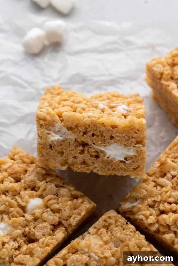 Peanut butter rice krispie treats with marshmallows 