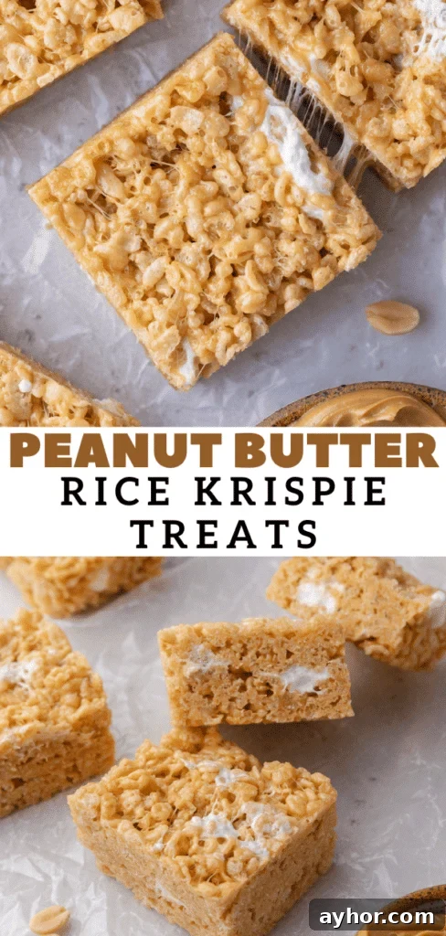 Peanut butter rice krispie treats with marshmallows