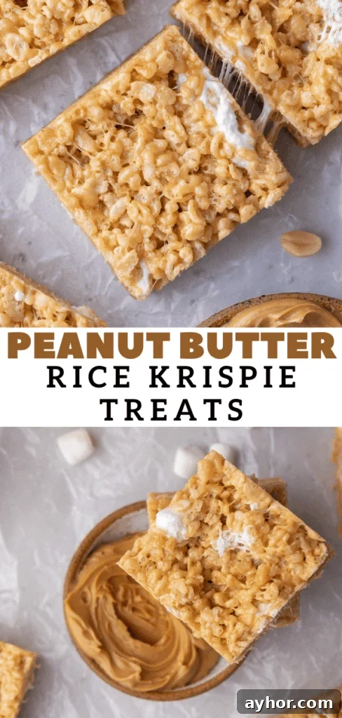 Peanut butter rice krispie treats with marshmallows