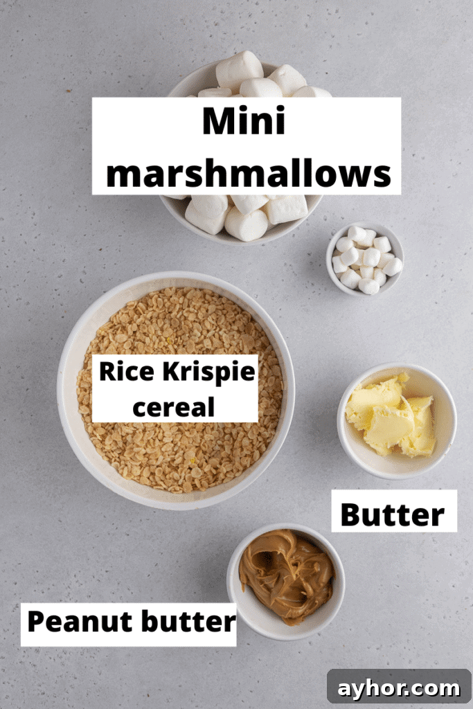 Ingredients for peanut butter rice krispies