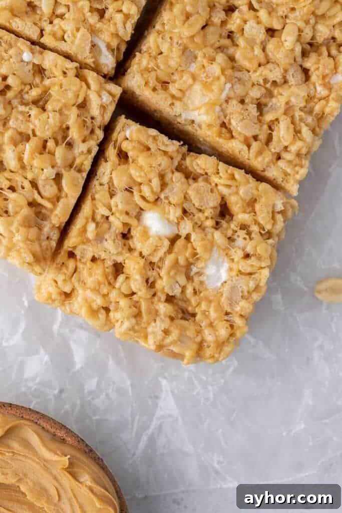 peanut butter rice Krispie treat slice