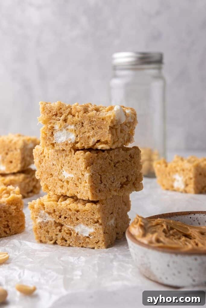 Peanut butter rice krispie treats with marshmallowsPeanut butter rice krispie treats with marshmallows