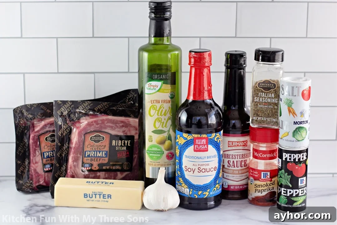 ingredients to make The Best Steak Marinade.