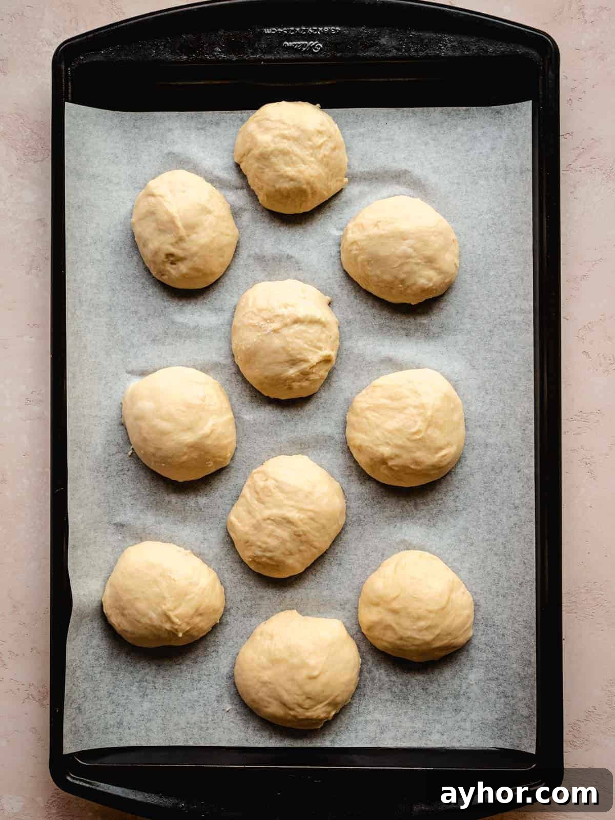 brioche buns ready for second rise