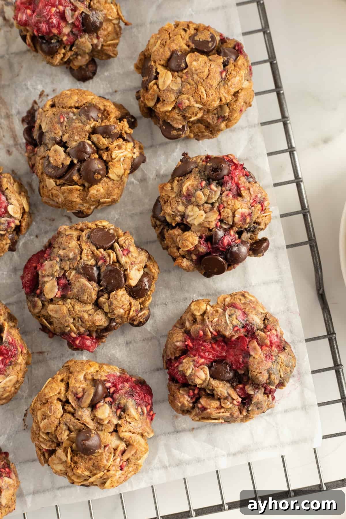 Flourless Dark Chocolate Raspberry Oatmeal Cookies by The BakerMama
