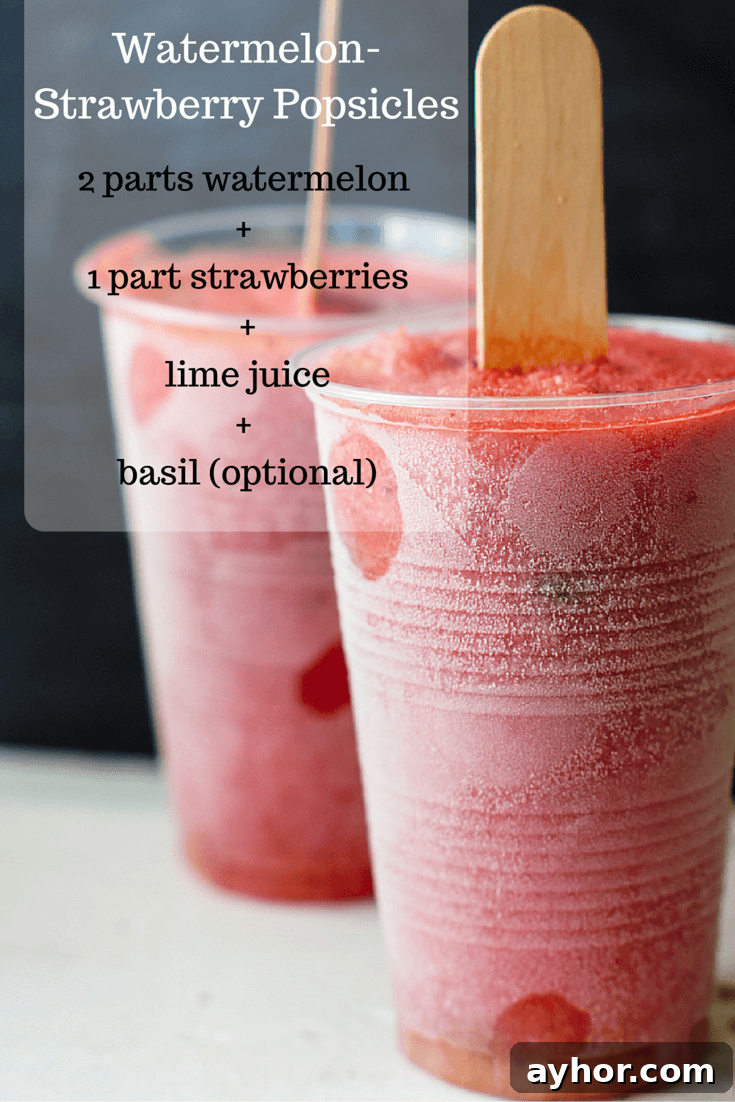 Watermelon-Strawberry Homemade Popsicles