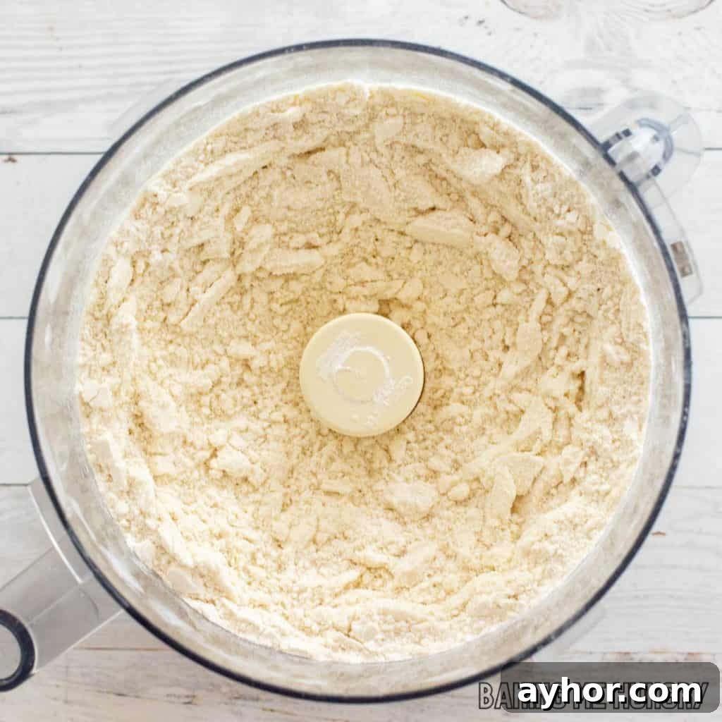 butter cut into flour in food processor