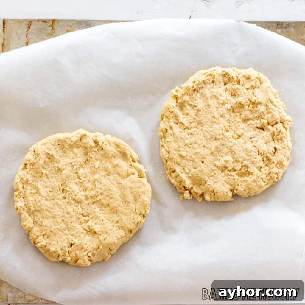 dough circles on parchment