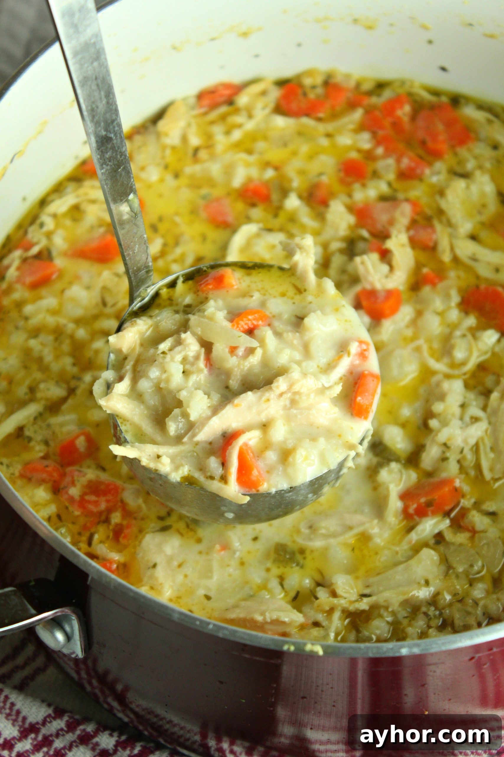 Bowl of chicken and rice soup