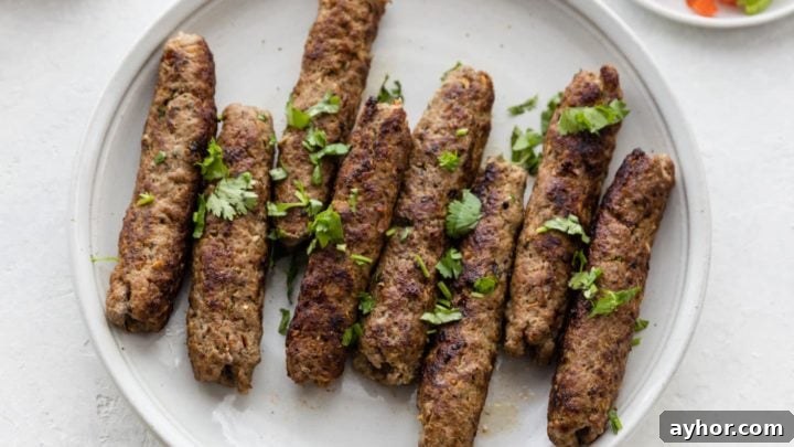 Seekh Kebab garnished with cilantro