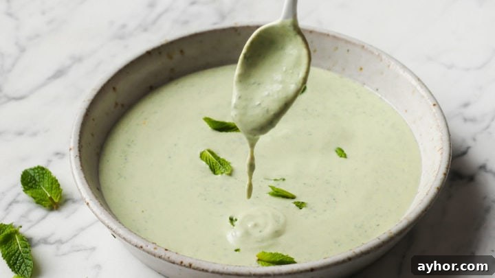 Cilantro Mint Raita (Dahi Pudina Chutney) in a bowl