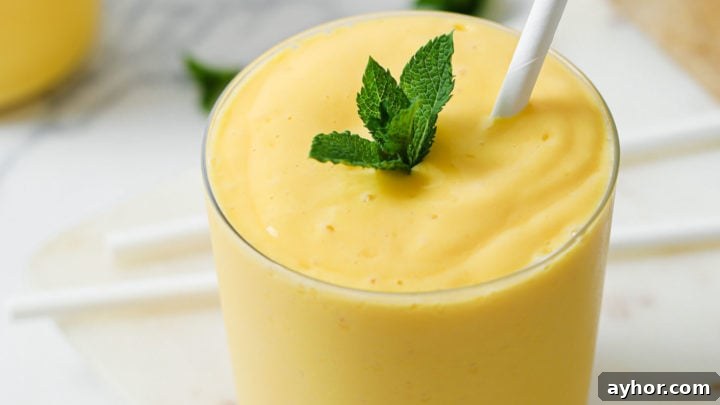 Mango Lassi in a clear glass