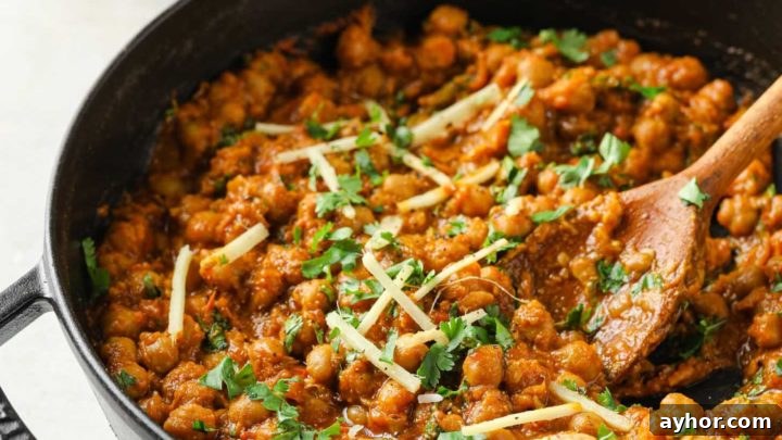 Chana Masala garnished with cilantro
