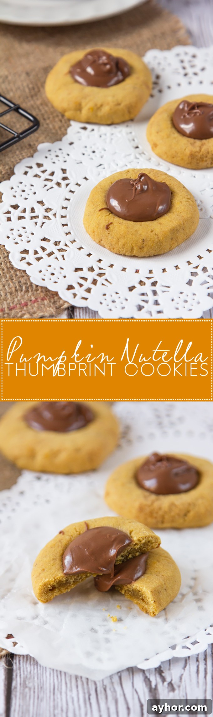 Pumpkin Chocolate Hazelnut Thumbprint Cookies 2 These Pumpkin Nutella Thumbprint Cookies are little bites of heaven.