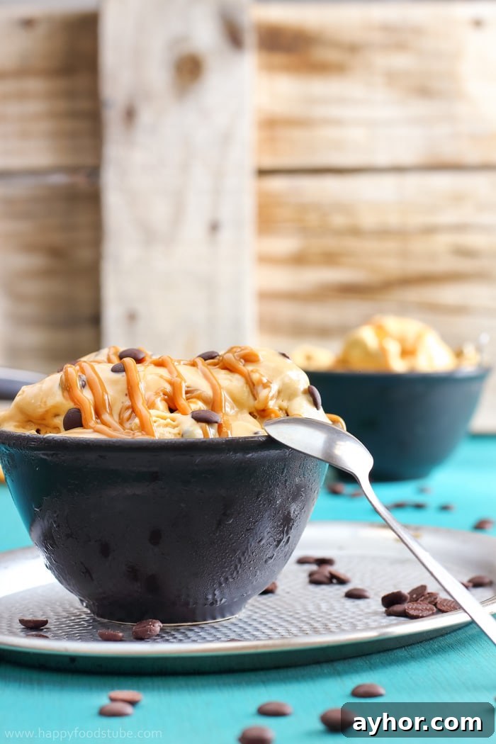 Homemade Caramel Ice Cream Photo