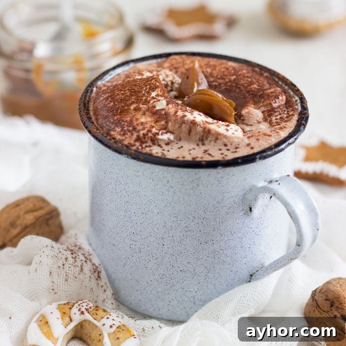 Creamy Dulce de Leche Hot Chocolate Recipe | happyfoodstube.com