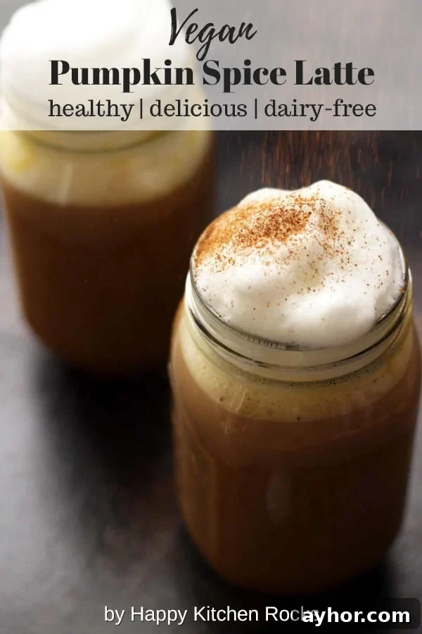 Healthy Vegan Pumpkin Spice Latte - Two Mason Jars Topped with Cashew Whipped Milk, Sprinkled with Cinnamon