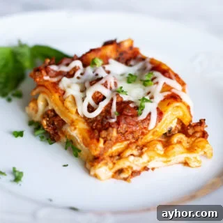 Classic Homemade Lasagna Recipe for Rich, Cheesy Layers 19 Slice of lasagna
