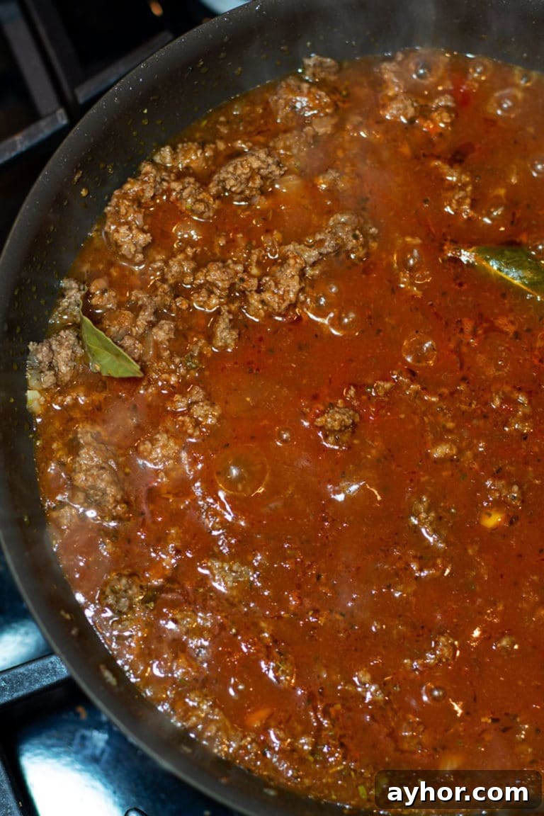 Classic Homemade Lasagna Recipe for Rich, Cheesy Layers 8 Homemade marinara sauce simmering.