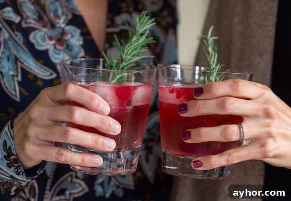 Cranberry Sauce Vodka Smash Cheering with Two Glasses Held in Hands