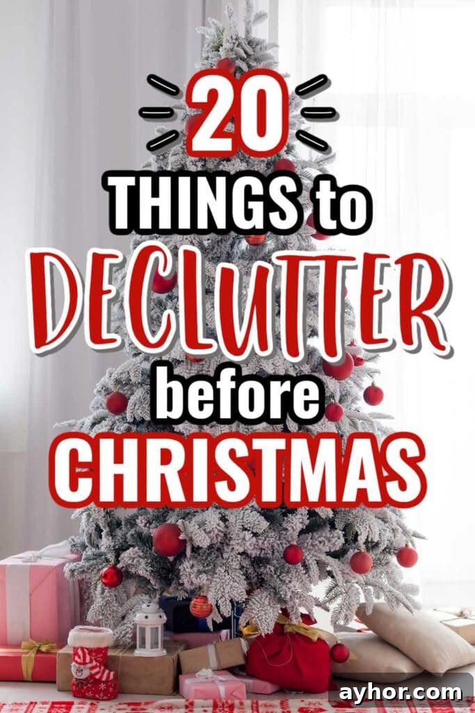 Clear Out These 20 Home Items Before Christmas 5 Presents under a decorated Christmas tree