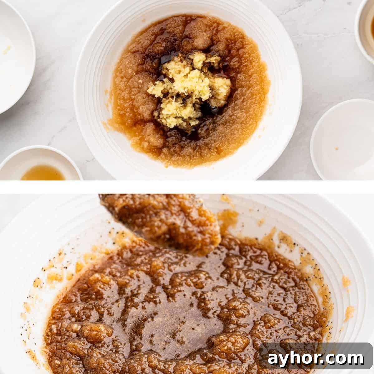 Process of combining all the ingredients for marinade.