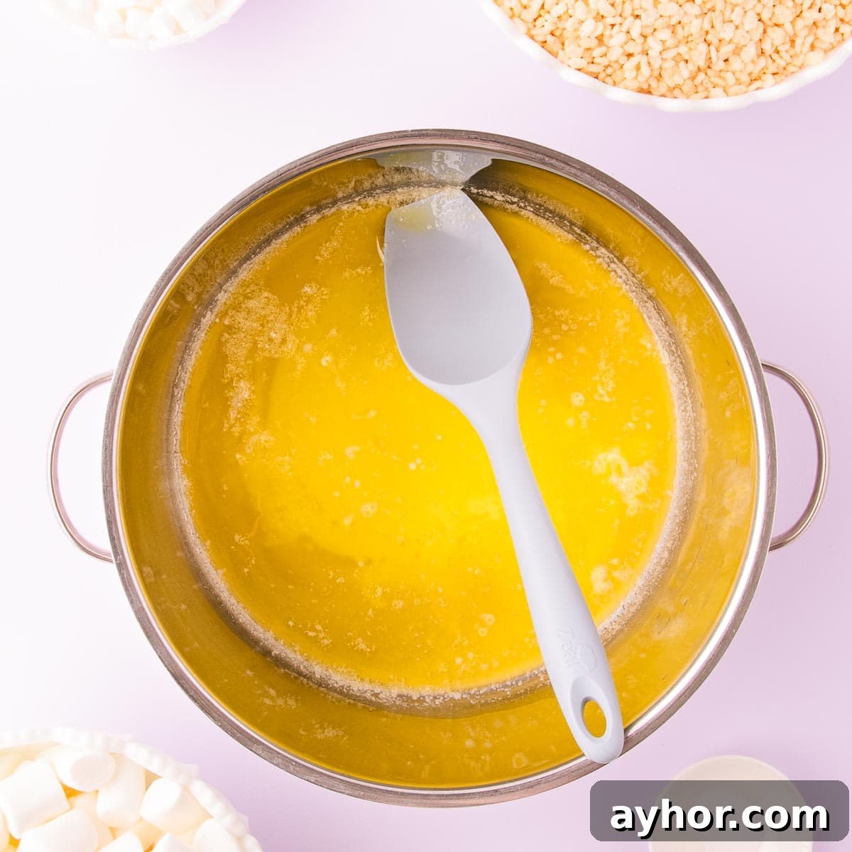 Gluten-Free Rice Krispie Treats Recipe That Really Crisps 4 Melted butter in a very large stainless steel saucepan.
