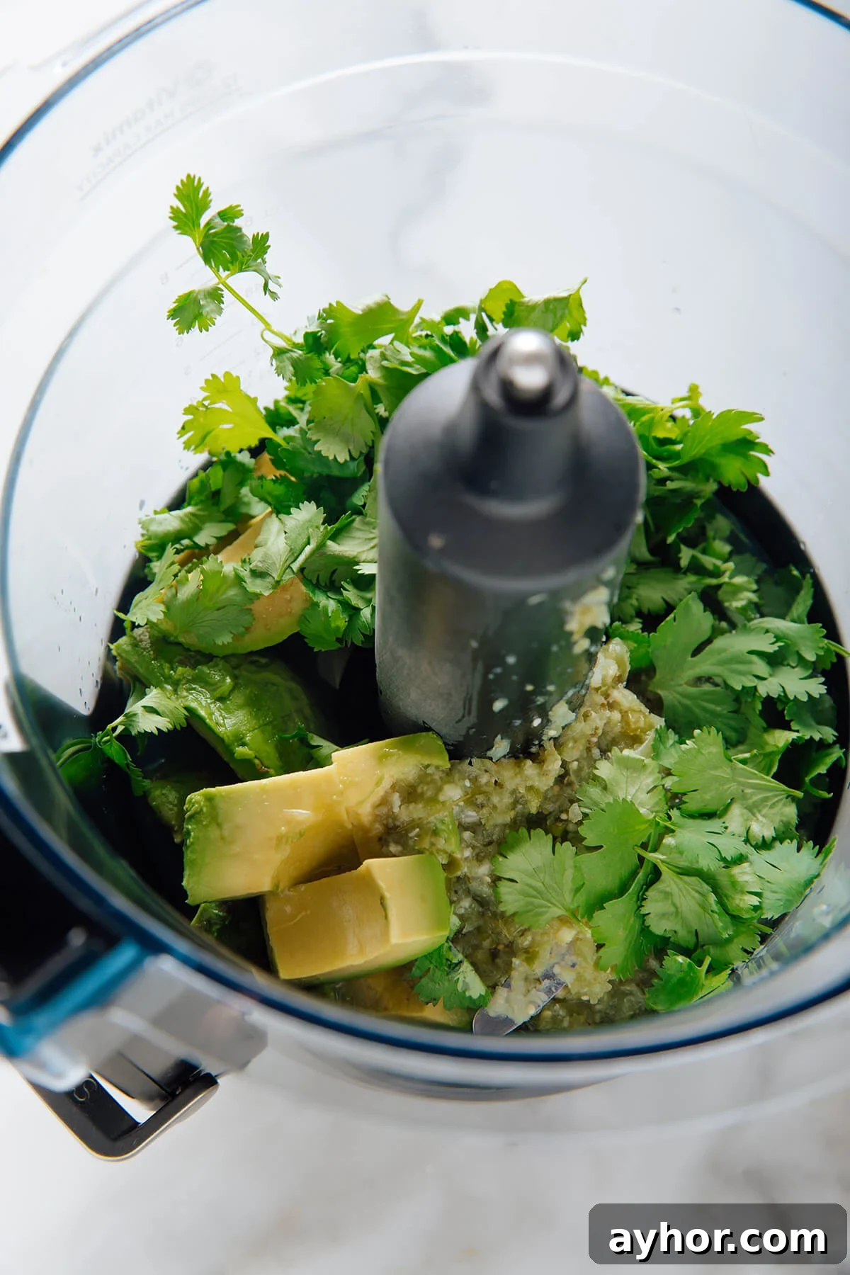 avocado salsa verde before blending