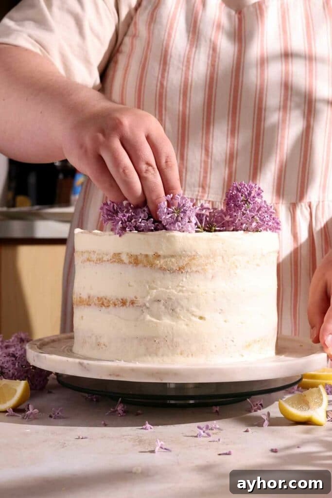 Lemon-Lilac Cake Recipe: Light Floral Citrus Dessert 12 decorating cake with lilac flowers