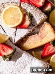 Closeup of strawberry lemon cake