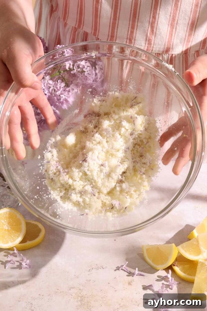 Lemon-Lilac Cake Recipe: Light Floral Citrus Dessert 8 rubbed sugar and lilacs