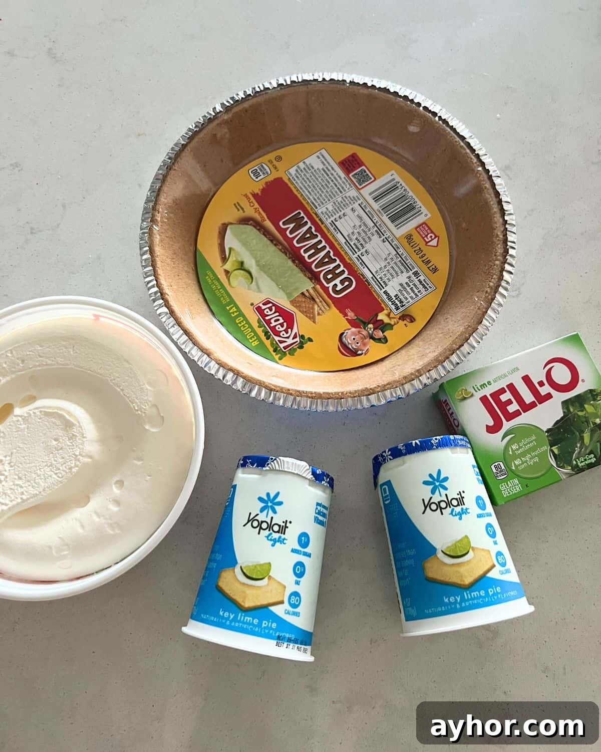 WeightWatchers Key Lime Pie Recipe with Jell-O Twist 3 Ingredients needed for key lime pie.