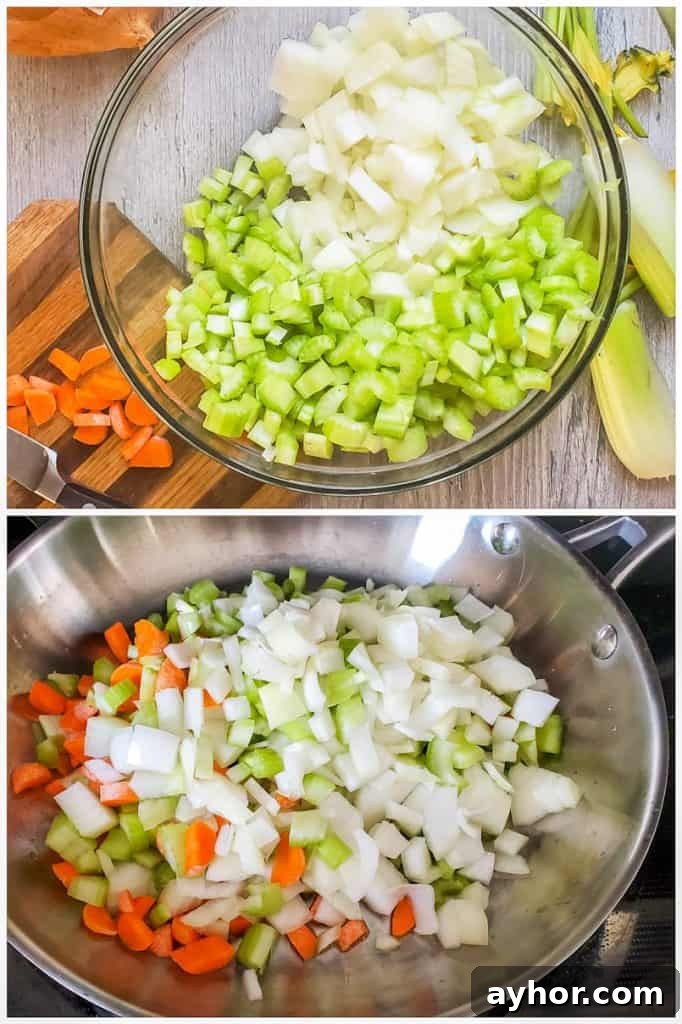 Prep image showing veggie being prepped then cooked.
