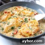Creamy Chicken Florentine in a Skillet.