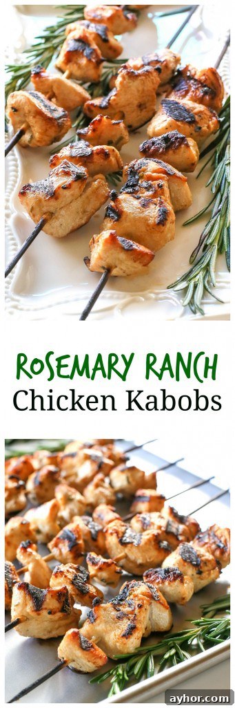 Rosemary Ranch Chicken Kabobs Recipe for Juicy Grilled Skewers 5 Rosemary Ranch Chicken Kabobs - light, easy, and delicious! #chicken #grilled #dinner #recipe