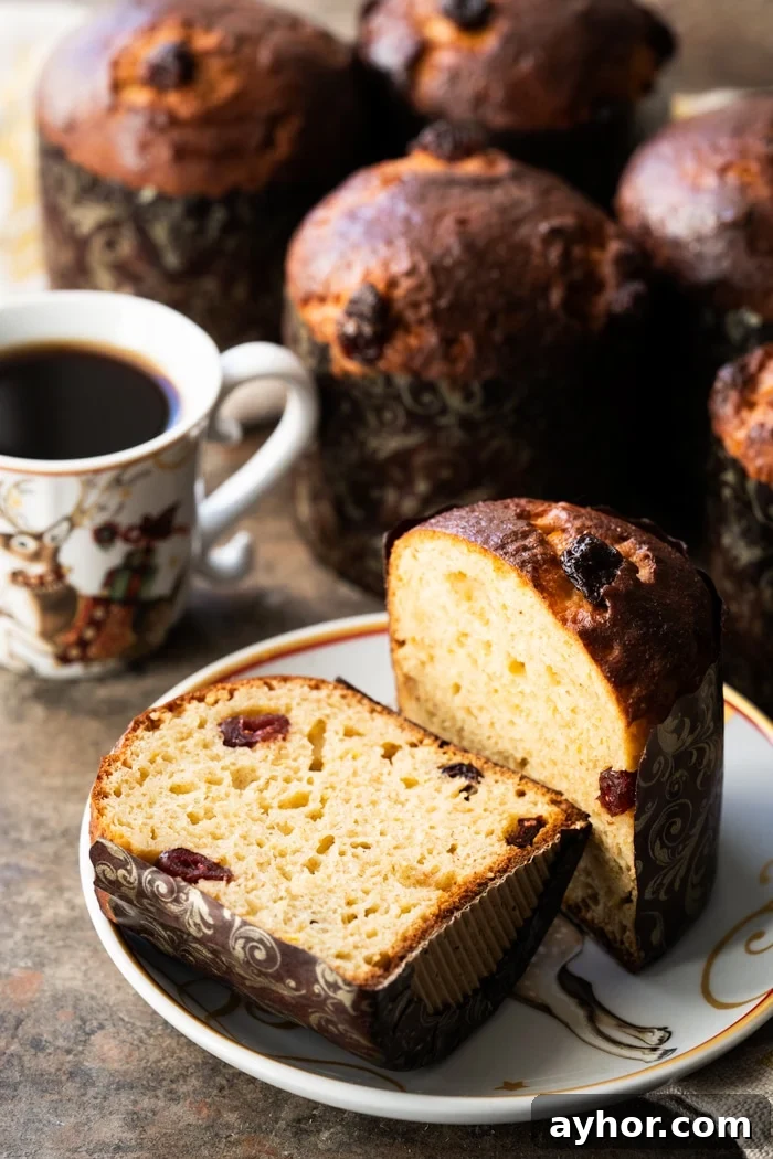 Gluten-Free Keto Panettone: Italian Christmas Bread 2 Sliced gluten free & keto panettone with coffee