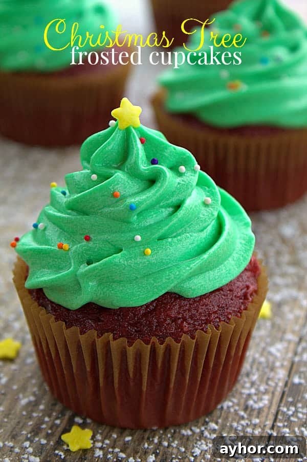 Christmas Tree Frosted Cupcakes, easy and super cute technique for a festive holiday treat! - ThisSillyGirlsLife.com #ChristmasTreeCupcakes Christmas Tree Frosted Cupcakes, easy and super cute technique for a festive holiday treat! - ThisSillyGirlsLife.com #ChristmasTreeCupcakes