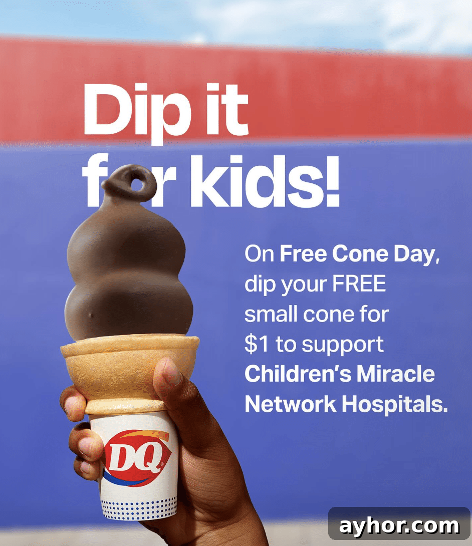 Dip for kids Dairy Queen ad for free cone day