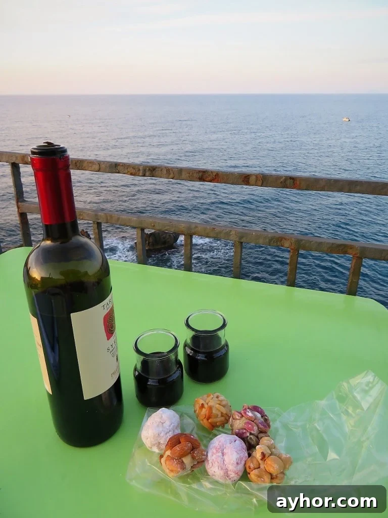 Savor Sicilian Almond Cookies While People Watching in Italy 8 Sicilian Almond Cookies and a glass of wine