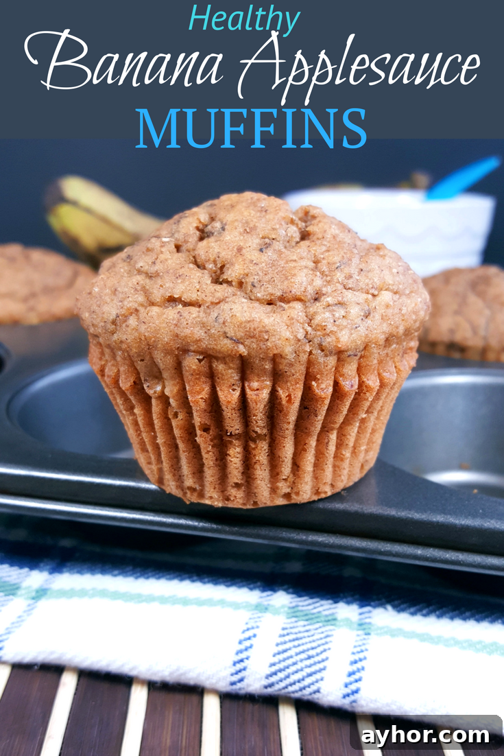 Moist Banana and Applesauce Muffins 5 Healthy Banana Applesauce Muffins - Soft and moist whole wheat muffins, lightly sweetened, and dairy-free. Perfect for kids and toddlers.