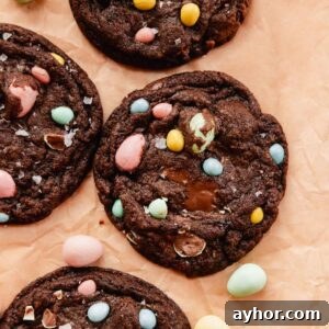 Mini Egg Cookies Recipe: Soft Cookies with Candy Eggs 15 mini egg cookies on parchment paper