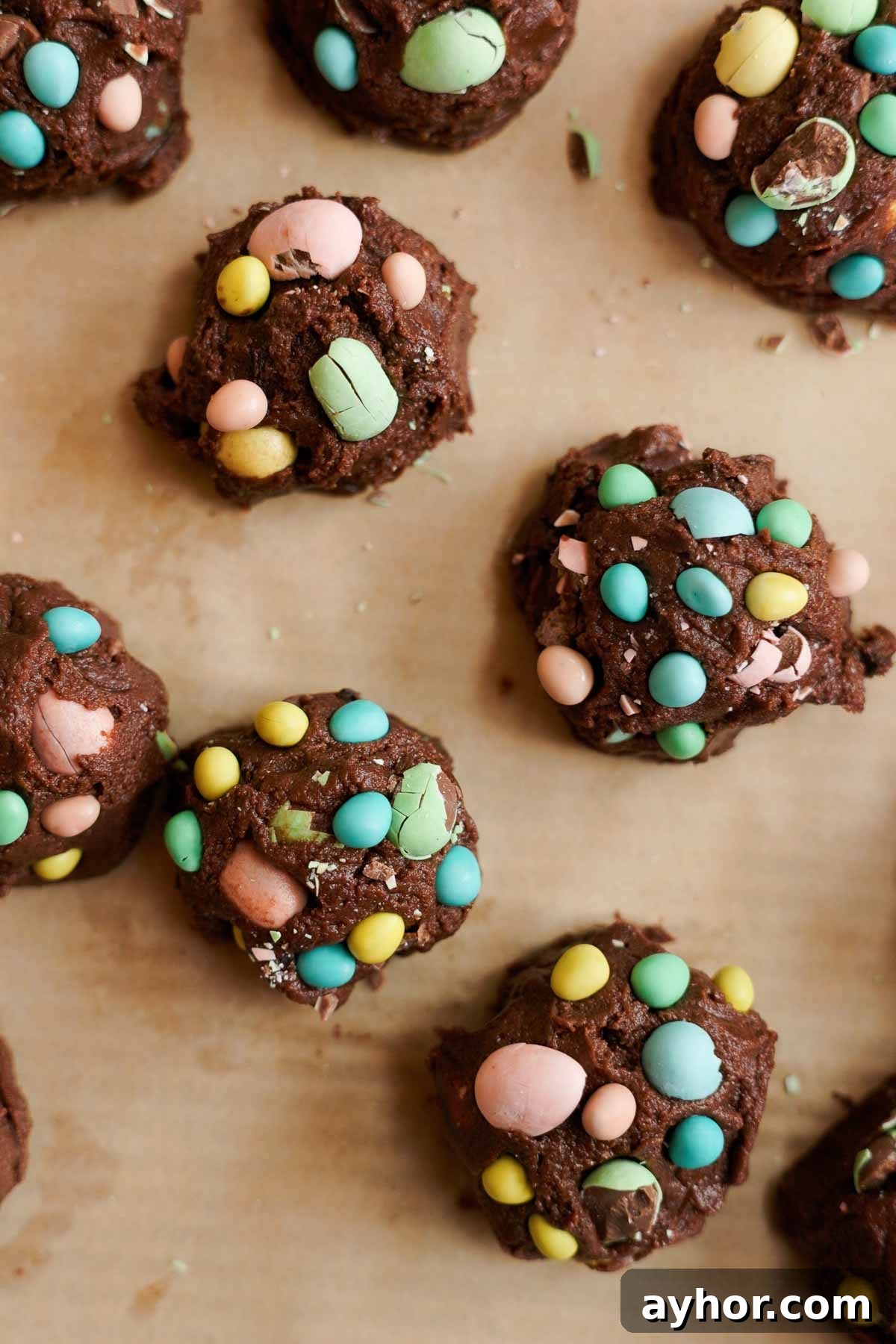 Mini Egg Cookies Recipe: Soft Cookies with Candy Eggs 7 shaped mini egg chocolate cookie dough in balls