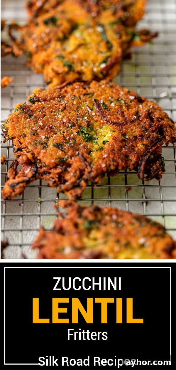 Crispy Zucchini and Lentil Fritters 10 titled image (and shown): zucchini lentil fritters