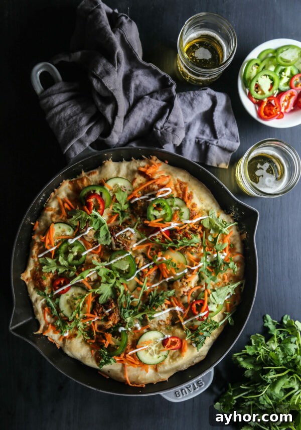 Chicken Meatball Banh Mi Skillet Pizza www.climbinggriermountain.com