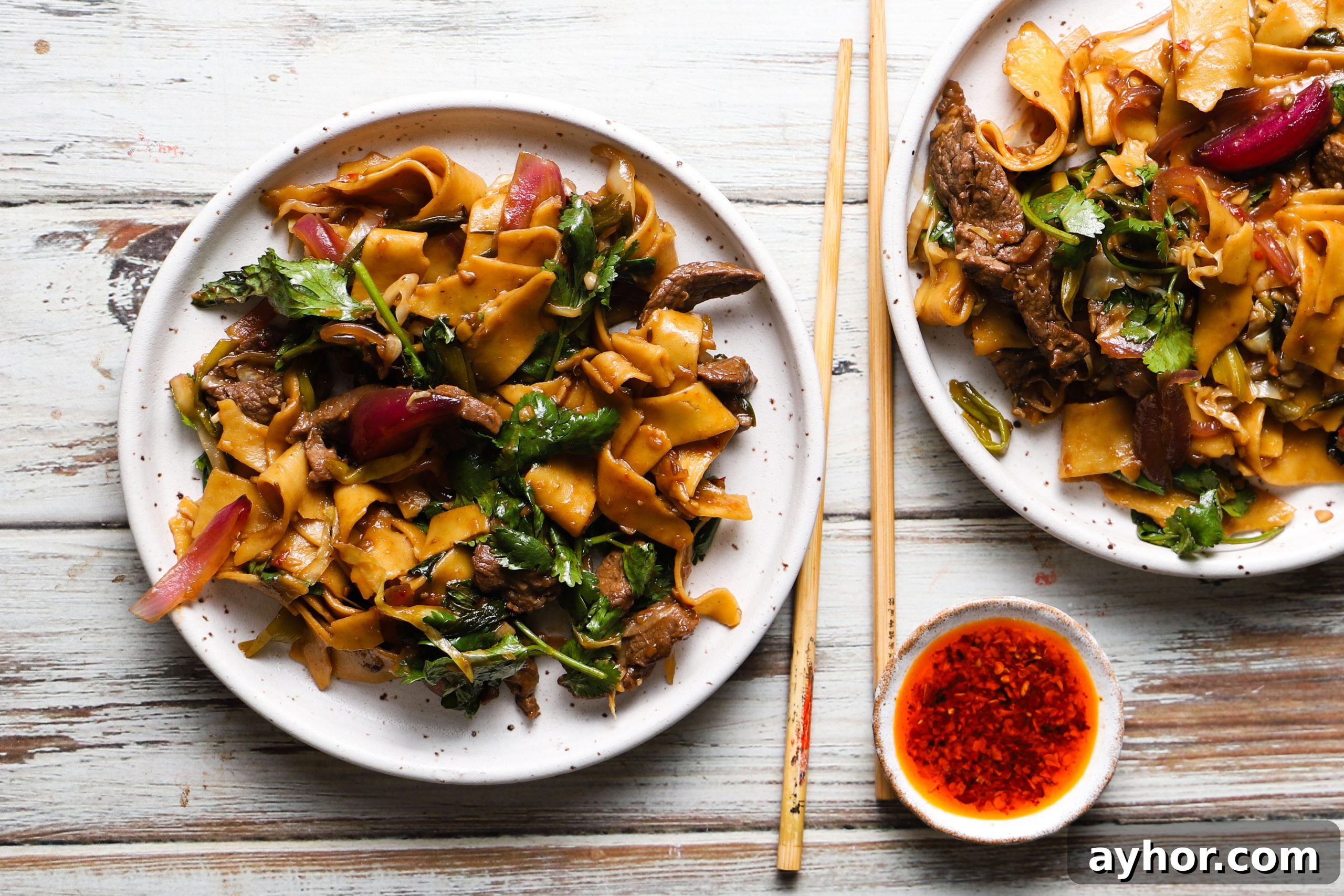 Spicy Sichuan Lamb Noodles with Chili Oil 2 Sichuan lamb noodles in a bowl